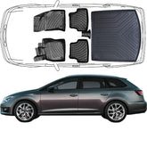 3D Fußmatten & Kofferraumwanne Auto Set Kompatibel mit Seat Leon III Kombi ST 2013–2020