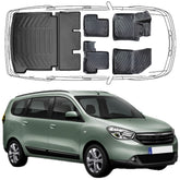 3D Auto Fußmatten & Kofferraumwanne Set Kompatibel mit Dacia Lodgy 2012-2022