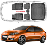 3D Auto Fußmatten & Kofferraumwanne Set Kompatibel mit Renault Megane III Grandtour 2008-2016