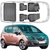 3D Auto Fußmatten & Kofferraumwanne Set Kompatibel mit Opel Meriva B 2010-2017
