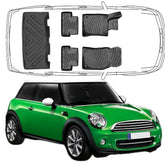 3D Auto Fußmatten & Kofferraumwanne Set Kompatibel mit Mini Cooper R56 2006-2014