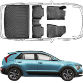Set Autofußmatten und Untere Kofferraummatte kompatibel mit Kia Niro Hybrid 2.Gen 2022 - 2025