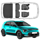 Set Autofußmatten und Untere Kofferraummatte kompatibel mit Kia Niro EV verstellbar Kofferraumboden