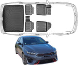 3D Fußmatten & Obere Kofferraumwanne Auto Set Kompatibel mit Kia Ceed 3.Gen neuem Kia Logo ab 2022