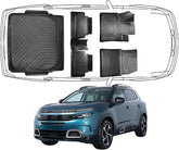 3D Fußmatten & Obere Kofferraumwanne Auto Set Kompatibel mit Citroën C5 Aircross 2017-2022