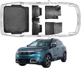 3D Fußmatten & Obere Kofferraumwanne Auto Set Kompatibel mit Citroën C5 Aircross 2017-2022
