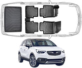 3D Fußmatten & Obere Kofferraumwanne Auto Set Kompatibel mit Opel Crossland 2017 - 2024