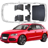 3D Auto Fußmatten & Kofferraumwanne Set Kompatibel mit Audi Q5 8R 2008-2016