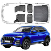 3D Auto Fußmatten & Kofferraumwanne Set Kompatibel mit Audi Q5 FY 2017-2024