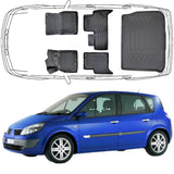 3D Auto Fußmatten & Kofferraumwanne Set Kompatibel mit Renault Scenic II 2003-2009