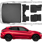 3D Auto Fußmatten & Kofferraumwanne Set Kompatibel mit Alfa Romeo Stelvio ab 2017