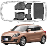 3D Auto Fußmatten & Kofferraumwanne Set Kompatibel mit Suzuki Swift 6.Gen 2017-2023