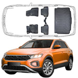 3D Auto Fußmatten & Untere Kofferraumwanne Set Kompatibel mit VW T-Roc seit 2017