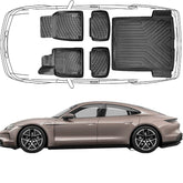 3D Fußmatten & Kofferraumwanne Auto Set Kompatibel mit Porsche Taycan 2019 - 2024