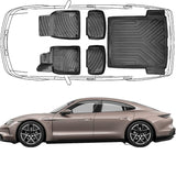 3D Fußmatten & Kofferraumwanne Auto Set Kompatibel mit Porsche Taycan 2019 - 2024