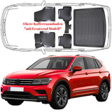 3D Auto Fußmatten & Obere Kofferraumwanne Set Kompatibel mit VW Tiguan II 2016-2023 *Mit Ersatzrad Model