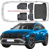 3D Auto Fußmatten & Kofferraumwanne Set Kompatibel mit Hyundai Tucson 4.Gen Benzin / Diesel Modell mit Soundsystem ab 2021