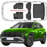 3D Auto Fußmatten & Kofferraumwanne Set Kompatibel mit Hyundai Tucson 4.Gen Hybrid Modell mit Soundsystem ab 2021