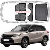 3D Auto Fußmatten & Obere Kofferraumwanne Set Kompatibel mit Suzuki Vitara Typ LY ab 2015
