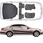 Set Autofußmatten und Kofferraummatte kompatibel mit Mercedes E Klasse W212 2009-2016 Limousine Nicht Umklappbare Rücksitze