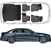 Set Autofußmatten und Kofferraummatte kompatibel mit Mercedes E Klasse W213 Limousine Umklappbare Rücksitze