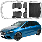 3D Auto Fußmatten & Obere Kofferraumwanne Set Kompatibel mit Mercedes B Klasse W247 ab 2018