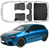 3D Auto Fußmatten & Obere Kofferraumwanne Set Kompatibel mit Mercedes B Klasse W247 ab 2018