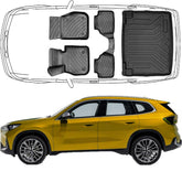 3D Fußmatten & Kofferraumwanne Auto Set Kompatibel mit BMW X1 U11 Ab 2022 Untere