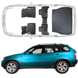 3D Auto Fußmatten & Kofferraumwanne Set Kompatibel mit BMW X5 E53 1999-2006