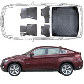Trimak Passgenau 3D Auto Fußmatten & Kofferraumwanne Set Kompatibel mit BMW X6 E71 2008 - 2014
