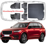 3D Auto Fußmatten & Sitzer Kofferraumwanne Set Kompatibel mit VOLVO XC90 2.Gen Benzin / Diesel ab 2015