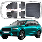 3D Auto Fußmatten & 5 Sitzer Kofferraumwanne Set Kompatibel mit VOLVO XC90 2.Gen Hybrid ab 2015