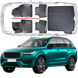 3D Auto Fußmatten & 5 Sitzer Kofferraumwanne Set Kompatibel mit VOLVO XC90 2.Gen Hybrid ab 2015