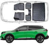 3D Fußmatten & Obere Kofferraumwanne Auto Set Kompatibel mit Peugeot e-2008 ab 2020