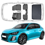 3D Fußmatten & Kofferraumwanne Auto Set Kompatibel mit Peugeot 208 Elektro e-208 ab 2019