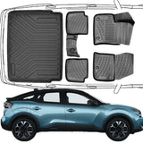 3D Auto Fußmatten & Obere Kofferraumwanne Set Kompatibel mit Citroen ë-C4 ab 2020