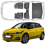 3D Auto Fußmatten & Kofferraumwanne Set Kompatibel mit Hyundai i20 2.Gen Typ GB 2014-2020