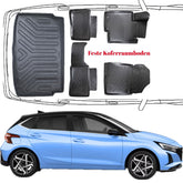 3D Auto Fußmatten & Kofferraumwanne Set Kompatibel mit Hyundai i20 3.Gen BC3 ab 2020 Feste Kofferraumboden