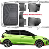 3D Auto Fußmatten & Kofferraumwanne Set Kompatibel mit Hyundai i20 3.Gen BC3 ab 2020 Untere Kofferraumboden