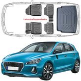 3D Auto Fußmatten & Untere Kofferraumwanne Set Kompatibel mit Hyundai i30 3.Gen Typ PD HB / Schrägheck ab 2017