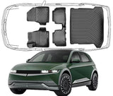 3D Fußmatten & Kofferraumwanne Auto Set Kompatibel mit Hyundai IONIQ 5 Verschiebbare Mittelkonsole ab 2021