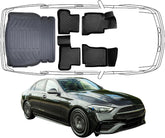 Fuß & Kofferraumwanne Auto Set Kompatibel mit MERCEDES C Klasse W205 Limousune 2014 - 2022 Umklappbare Rücksitze