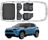 3D Fußmatten & Obere Kofferraumwanne Auto Set Kompatibel mit Toyota yaris Cross