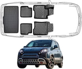 3D Fußmatten & Kofferraumwanne Auto Set Kompatibel mit Fiat Panda Hybrid 2020-2024