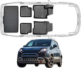 3D Fußmatten & Kofferraumwanne Auto Set Kompatibel mit Fiat Panda Hybrid 2020-2024