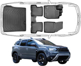 3D Fußmatten & Kofferraumwanne Auto Set Kompatibel mit Dacia Duster 4X2 2. Gen 2018 - 2022 *nicht für Prestige-Paket*