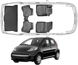 3D Fußmatten & Kofferraumwanne Auto Set Kompatibel mit Peugeot 107 2005-2014