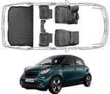 3D Fußmatten & Kofferraumwanne Auto Set Kompatibel mit Smart Forfour 2. Gen 2014–2021