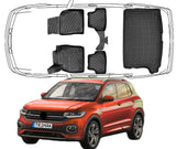 3D Fußmatten & Obere Kofferraumwanne Auto Set Kompatibel mit VW T-Cross Obere Kofferraummatte