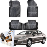 TRIMAK Autofußmatten kompatibel mit Peugeot 407 2004-2011 Auto Allwetter Gummimatten